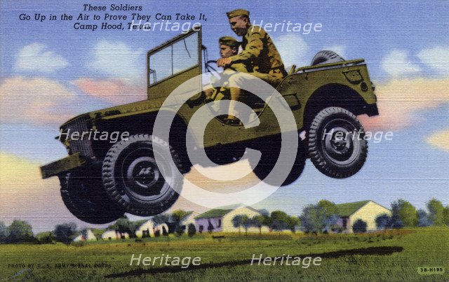 'These Soldiers Go Up in the Air to Prove They Can Take It, Camp Hood, Texas', USA, 1943. Artist: US Army Signal Corps