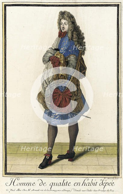 Recueil des modes de la cour de France, 'Homme de Qualite en Habit d'Êpée', between c1683 and c1688. Creator: Nicolas Arnoult.