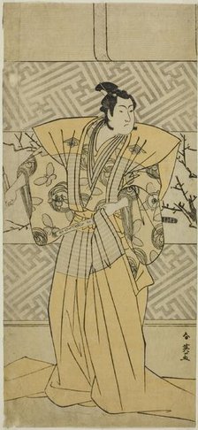 The Actor Iwai Hanshiro IV as Soga no Goro Tokimune in the Play Koi no Yosuga..., c. 1789. Creator: Katsukawa Shun'ei.