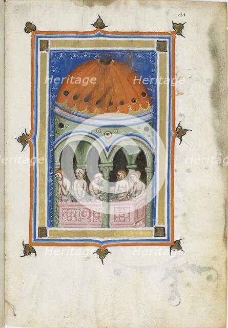 Miniature from De balneis puteolanis by Petrus de Ebulo, 14th century. Creator: Anonymous master.