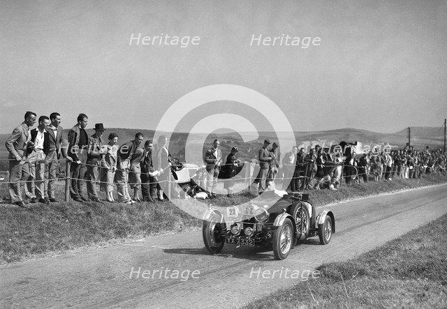 Bugatti Type 37 of H Pownall competing in the Bugatti Owners Club Lewes Speed Trials, Sussex, 1937. Artist: Bill Brunell.