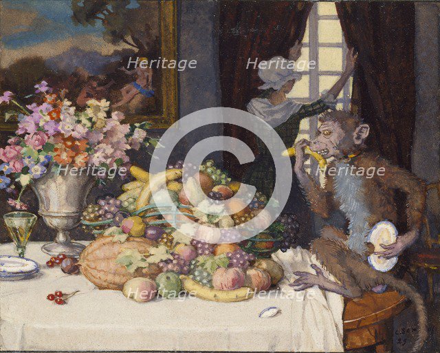 Greedy Monkey, 1929. Artist: Konstantin Somov.