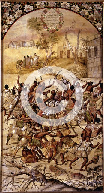 Conquest of Mexico, arrest of Cortés, 17th century. Creator: González, Miguel (17th century) .