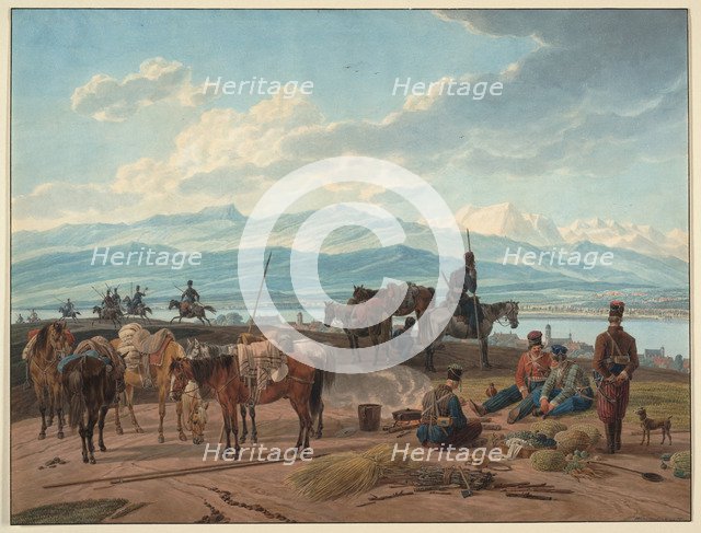 Halt of Russian Cossacks, 1804. Artist: Kobell, Wilhelm, Ritter von (1766-1853)