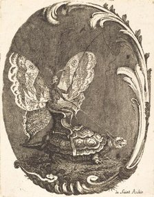 Le Papillon et la Tortue (The Butterfly and the Turtle), in or after 1756. Creator: Charles-Germain de Saint-Aubin.