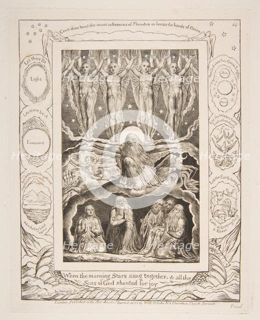 The Creation, from Illustrations of the Book of Job, 1825-26. Creator: William Blake.