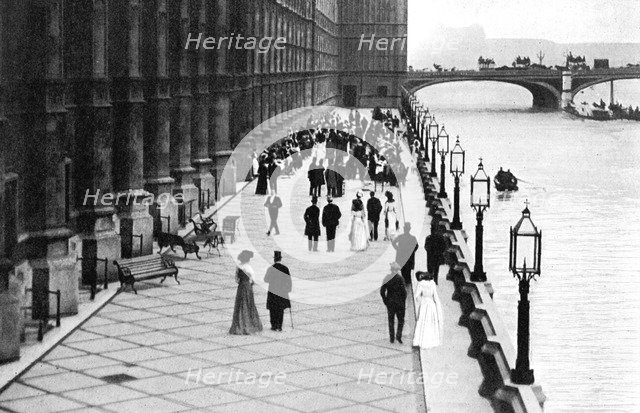 The Terrace, afternoon tea, Palace of Westminster, London, c1905. Artist: Unknown