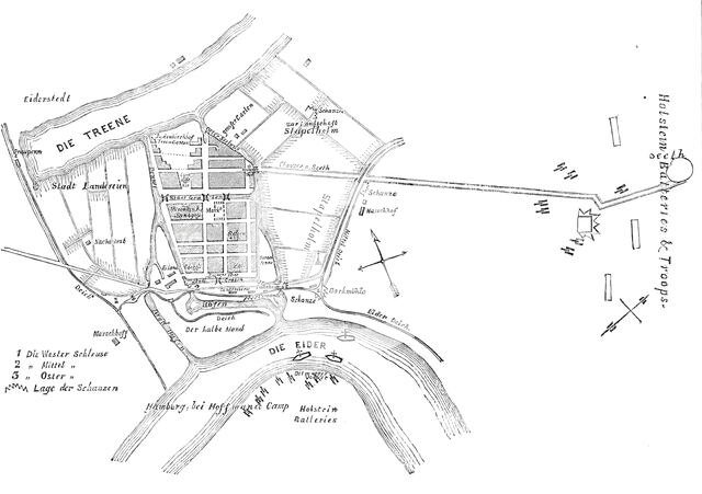 Schleswig-Holstein War - Plan of Friedrichstadt, 1850. Creator: Unknown.