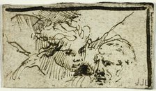 Rembrandt's Sacrifice of Isaac - Heads of Abraham and Angel, after 1655. Creator: Unknown.