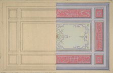 Design for the painted decoration of a ceiling in strapwork and rinceaux, second half 19th century. Creators: Jules-Edmond-Charles Lachaise, Eugène-Pierre Gourdet.