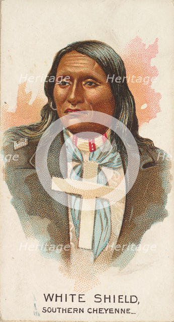 White Shield, Southern Cheyenne, from the American Indian Chiefs series (N2) for Allen & G..., 1888. Creator: Allen & Ginter.