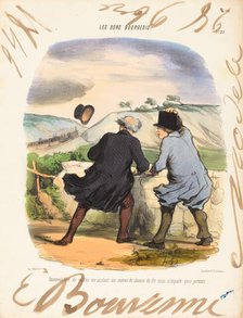 Inconvenient de quitter, 1846. Creators: Honore Daumier, Edouard Bouvenne.
