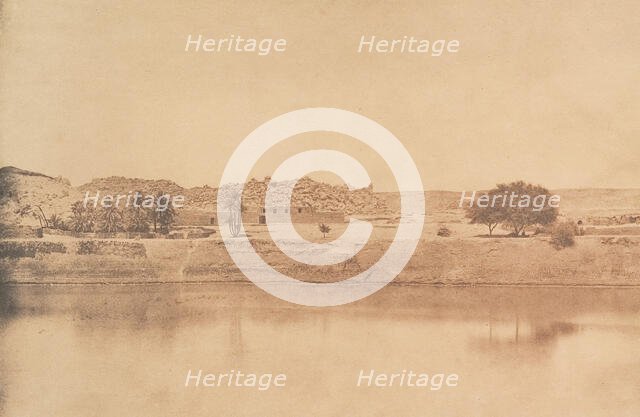 Vue prise à l'Est de Philae - Village de Abou-Kouli; Route d'Assouan, 1849-50. Creator: Maxime du Camp.