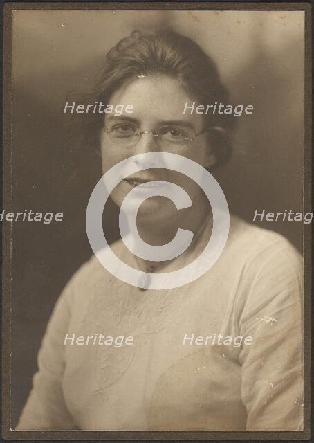 Portrait of a Young Woman in Glasses, 1907-1943. Creator: Louis Fleckenstein.