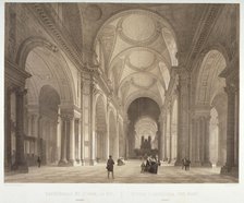 Nave of St Paul's Cathedral, looking east towards the choir, City of London, 1850. Artist: Jules Louis Arnout
