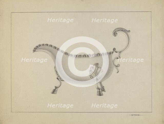 Silver Sauce Boat, 1936. Creator: Michael Fenga.