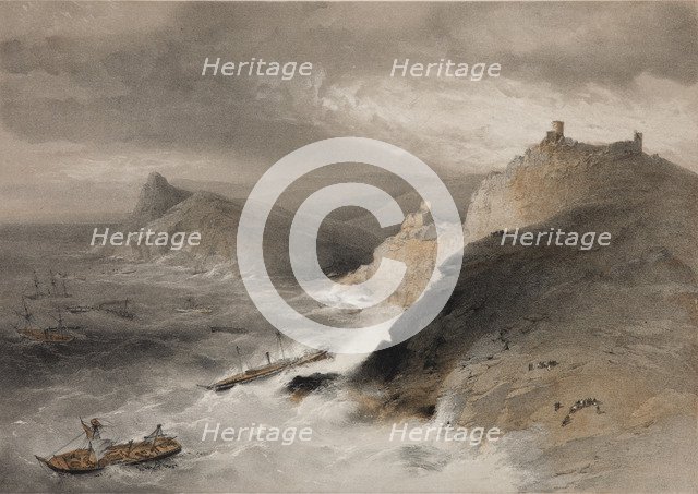 Storm in the Balaklava Bay on 14th of November 1854, 1855. Artist: Simpson, William (1832-1898)
