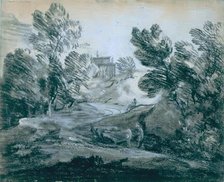 Winding Lane with Peasants and Cattle, 1770-1779. Creator: Thomas Gainsborough.