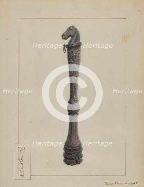 Iron Hitching Post, c. 1937. Creator: Samuel Fineman.