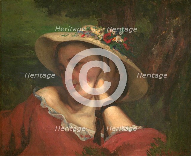Woman with Flowers on Her Hat. Artist: Courbet, Gustave (1819-1877)