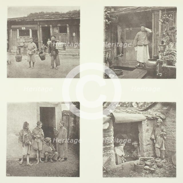 Foochow Coolies; A Foochow Detective; The Chief of Thieves; Beggars Living in a Tour, c. 1868. Creator: John Thomson.