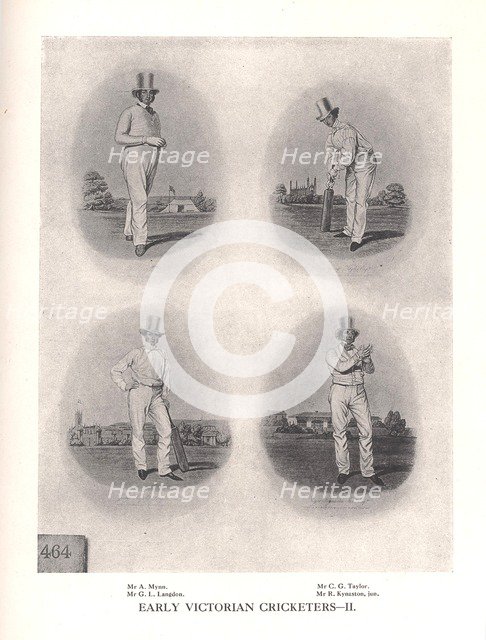Early Victorian cricketers, 19th century (1912). Artist: Unknown.
