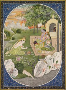 Rama, Sita and Lakshmana in the Forest, page from the Ramayana (Tales of God Rama), c. 1830. Creator: Unknown.