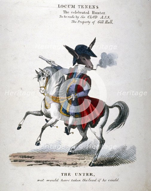 'Locum Tenens, the celebrated Hunter', 1830.                Artist: Anon