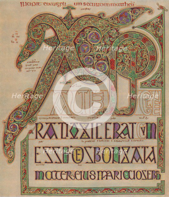 'Lindisfarne Gospels, 'Christi autem' page. British Museum', c700 AD, (1935).  Artist: Unknown.
