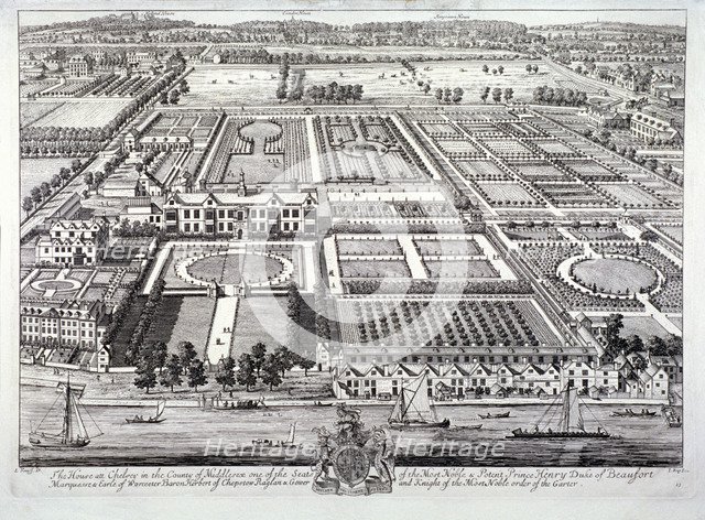 Aerial view of the seat of the Dukes of Beaufort, Chelsea, London, c1720. Artist: Johannes Kip