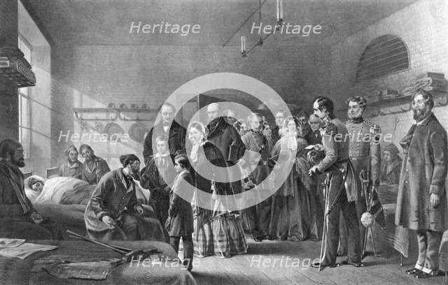 Queen Victoria (1819-1901) visiting wounded soldiers, 19th century. Artist: Unknown