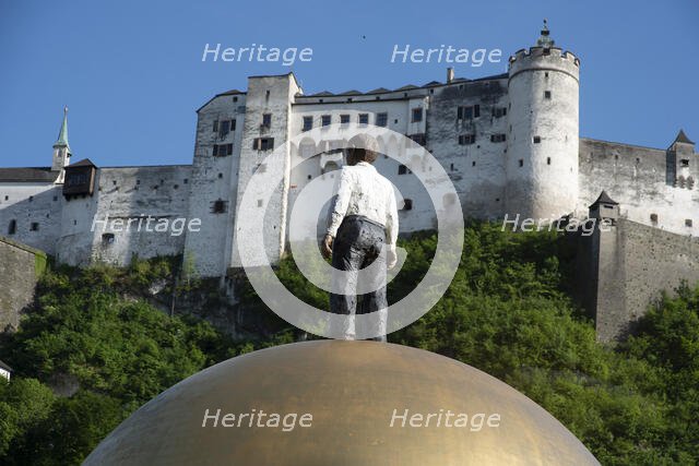 The Man on top of The Golden Ball of the Sphaera, Festung Hohensalzburg, Salzburg, Austria, 2022. Creator: Ethel Davies.