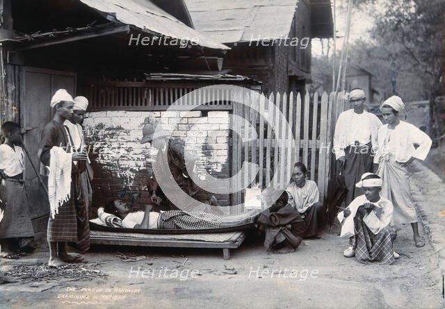 An outdoor examination of a plague patient in Mandalay, 1906. Creator: Unknown.
