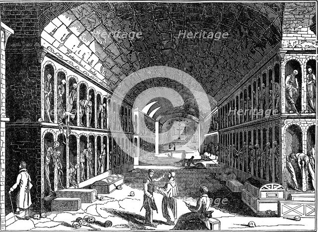 Catacomb of the Capuchin (Franciscan) convent, Palermo, Sicily, 1833. Artist: Unknown