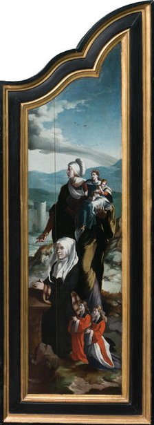 Triptych with the Crucifixion, Saints and Donors, 1530-1540. Creator: North Netherlandish Master.