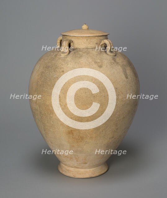 Covered Jar with Loop Handles, Tang dynasty (618-906), 8th century. Creator: Unknown.