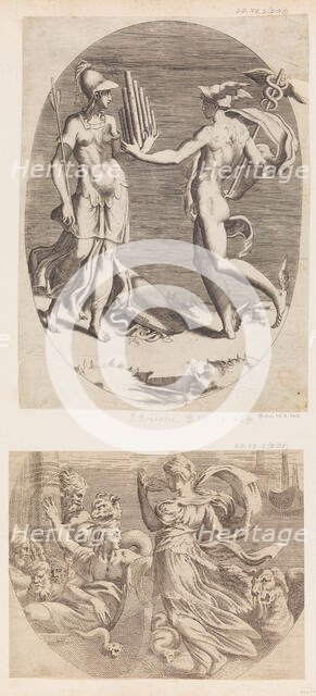 Mercury Presenting a Panpipe to Minerva. Creator: Giulio Bonasone.