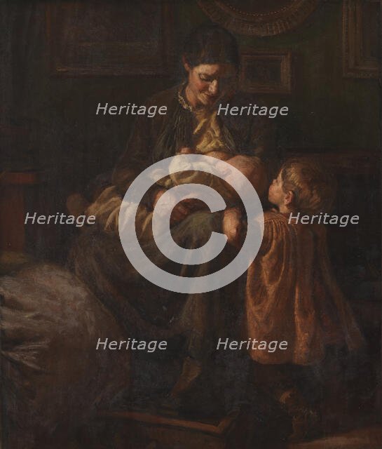 The artist's wife with two children, 1890. Creator: Joakim Skovgaard.