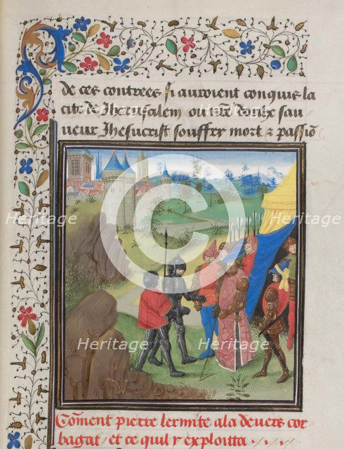 The Embassy of Peter the Hermit and Herluin to Kerbogha. Miniature from the Historia by William of Tyre, 1460s. Artist: Anonymous  