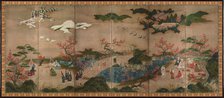 Maple viewers. A six-section folding screens, 16th century. Artist: Hideyori, Kano (active 1565-1576)