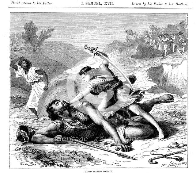 David slaying the Philistine giant Goliath, c1870. Artist: Unknown