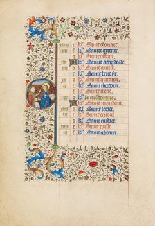 March Calendar Page: The Annunciation; Book of Hours, about 1440-1450. Creator: Workshop of the Bedford Master.