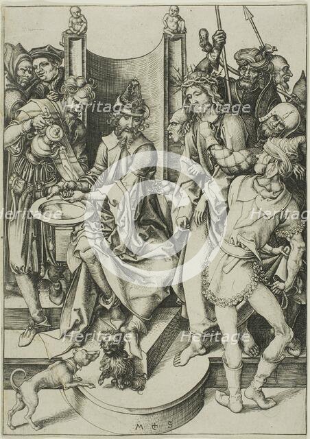Christ before Pilate, from The Passion, c. 1480. Creator: Martin Schongauer.