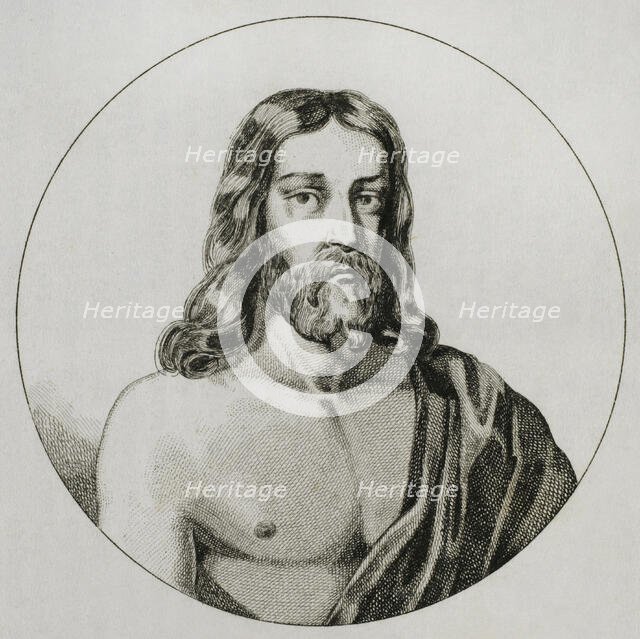 Jesus Christ delivered to the King Abgar V of Edessa, 1838. Creator: Emile Louis Vernier.