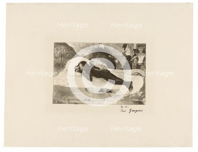 Manao tupapau (She Thinks of the Ghost or The Ghost Thinks of Her), from L’estampe originale, 1894. Creator: Paul Gauguin.