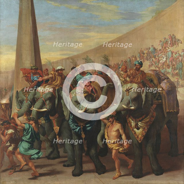 Elephants in a circus, ca 1637-1640.