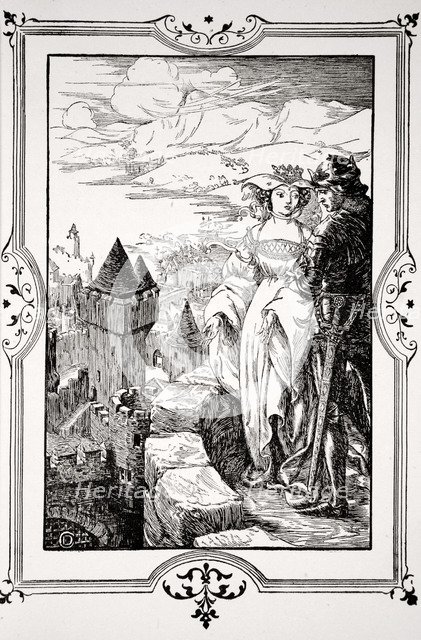 'Annoure brought the King out upon the battlements', 1905.  Artist: Dora Curtis