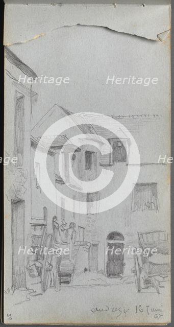 Sketchbook, page 39: Street Scene. Creator: Ernest Meissonier (French, 1815-1891).