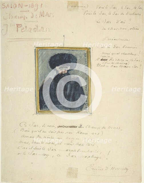 Satirical Drawing of the Sâr Joséphin Peladan, 1891. Creator: Unknown.