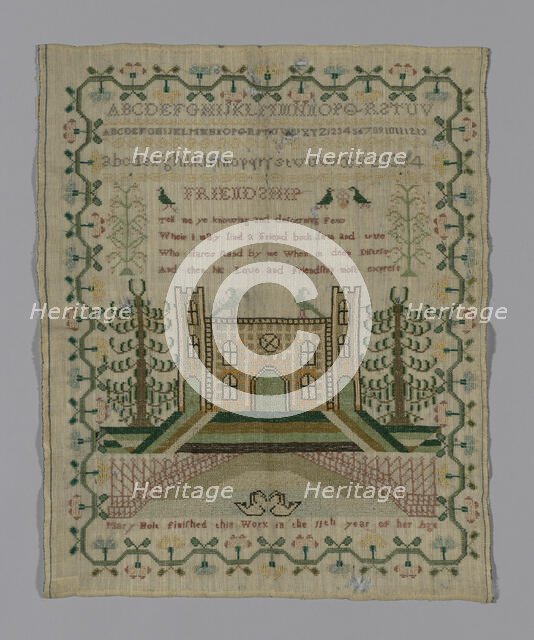 Sampler, England, 19th century. Creator: Mary Holt.